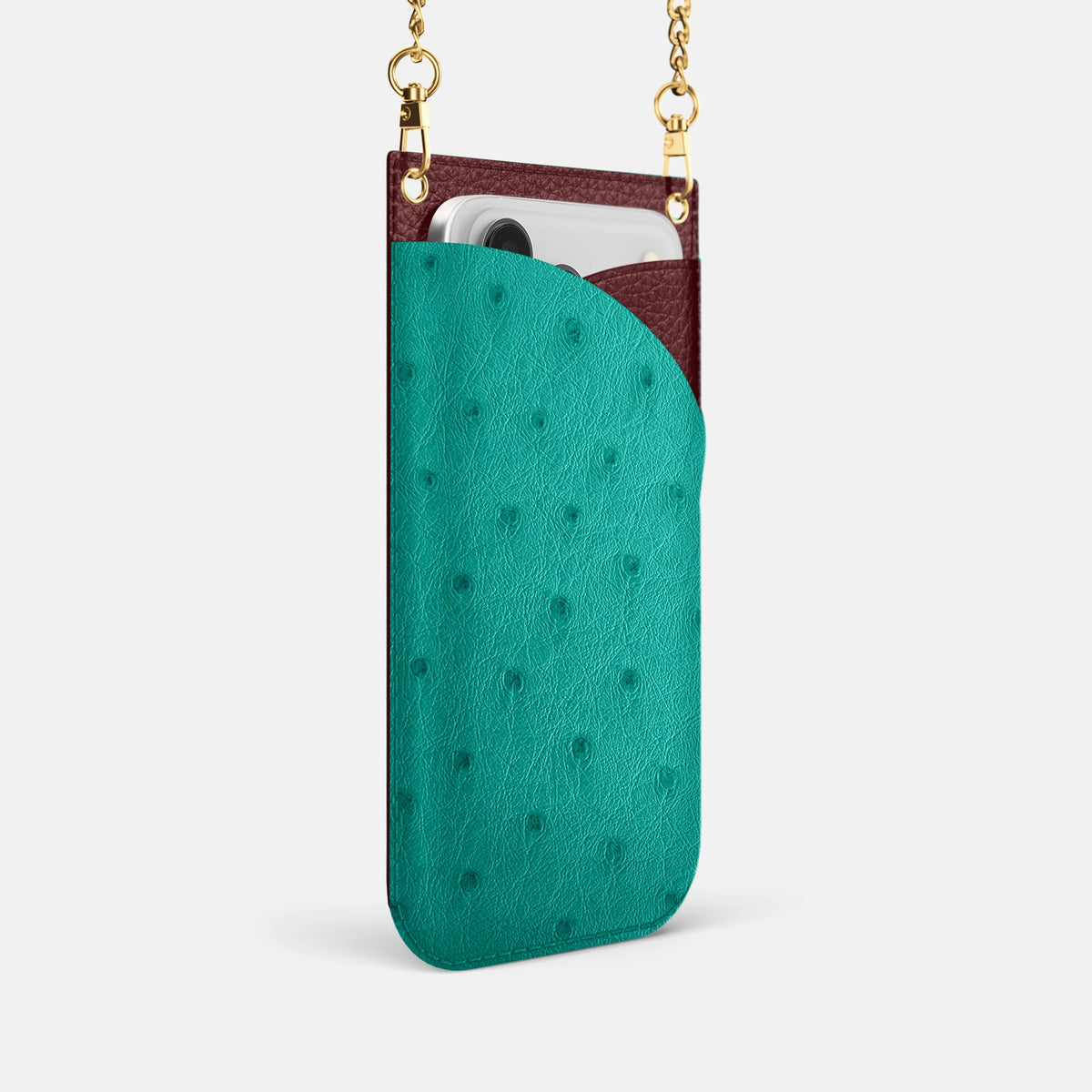 Crossbody Bag For iPhone 18 Pro In Ostrich -2 | Turquoise-Gold