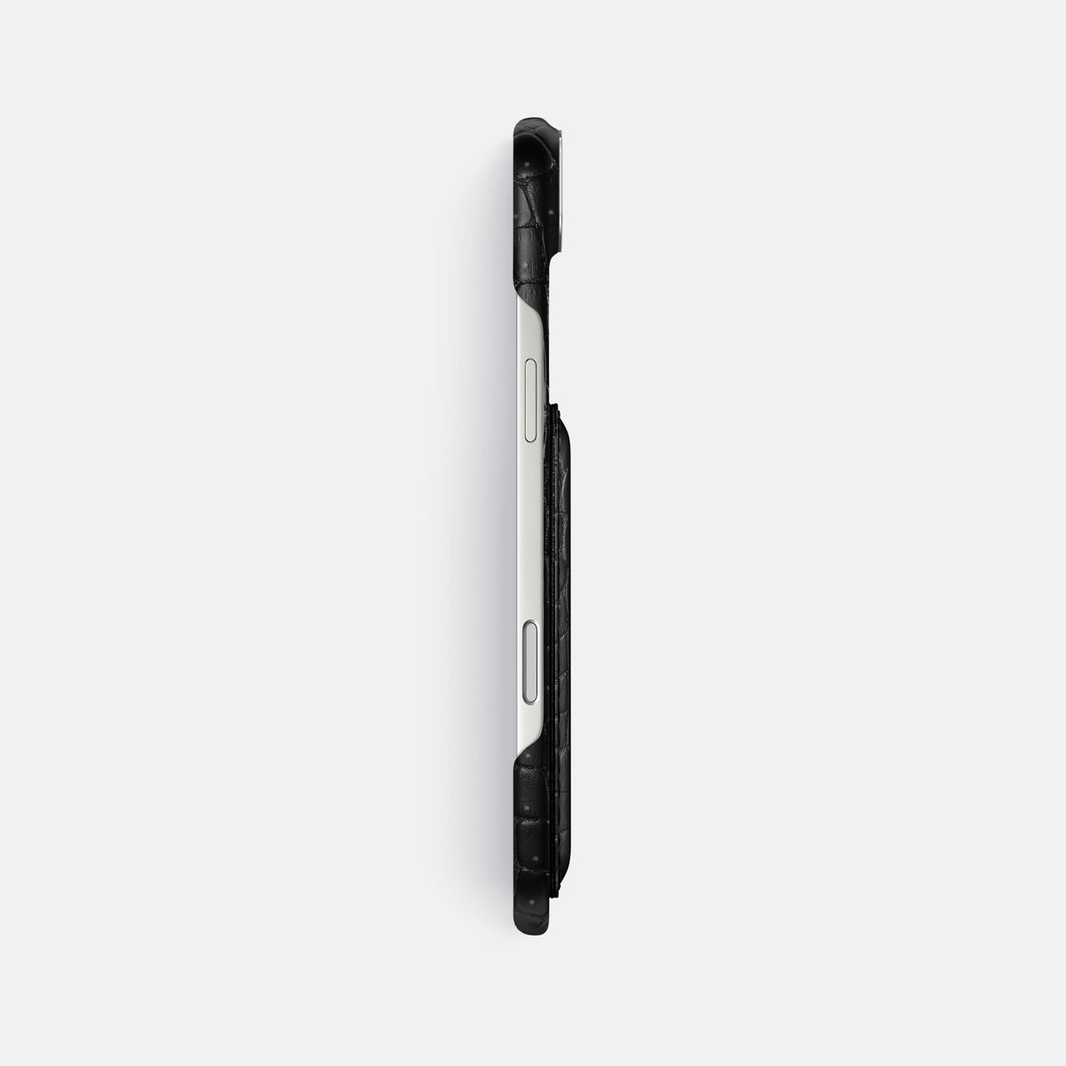 Double Card Case For iPhone 17 Air In Porosus Crocodile -3 | Black-Steel