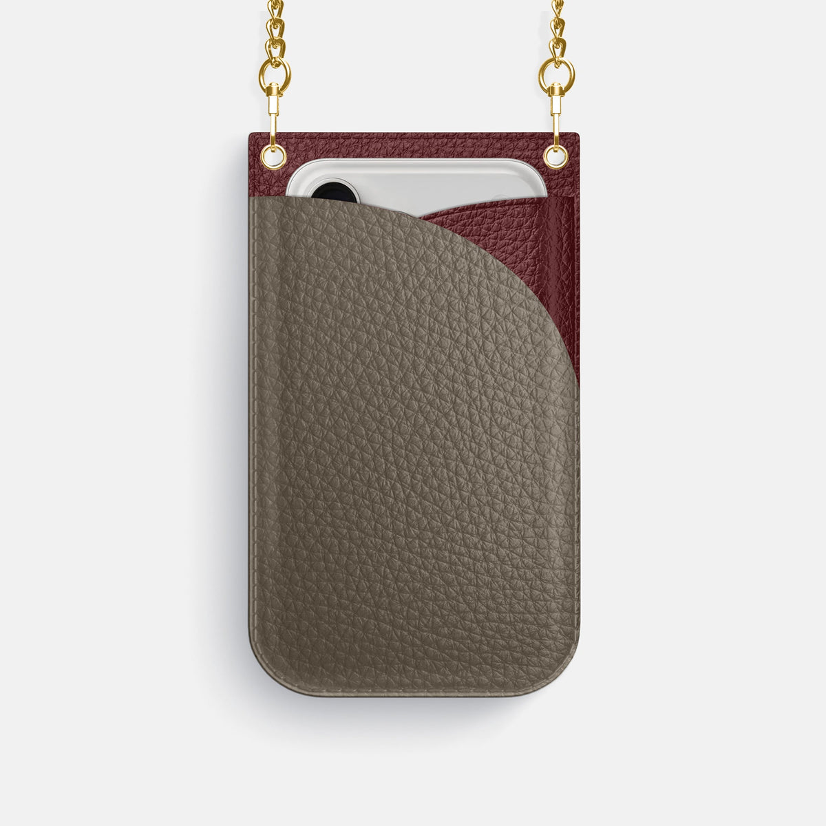 Crossbody Bag For iPhone 18 Pro In Calf -1 | Taupe-Gold