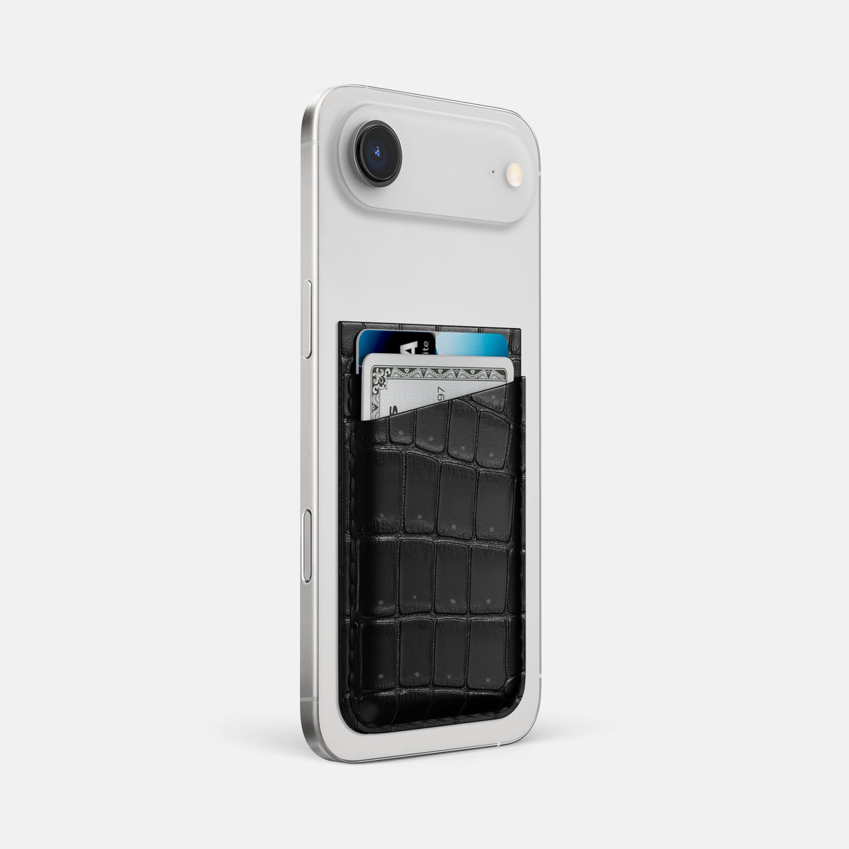 MagSafe Wallet For iPhone 17 Air In Porosus Crocodile -2 | Black