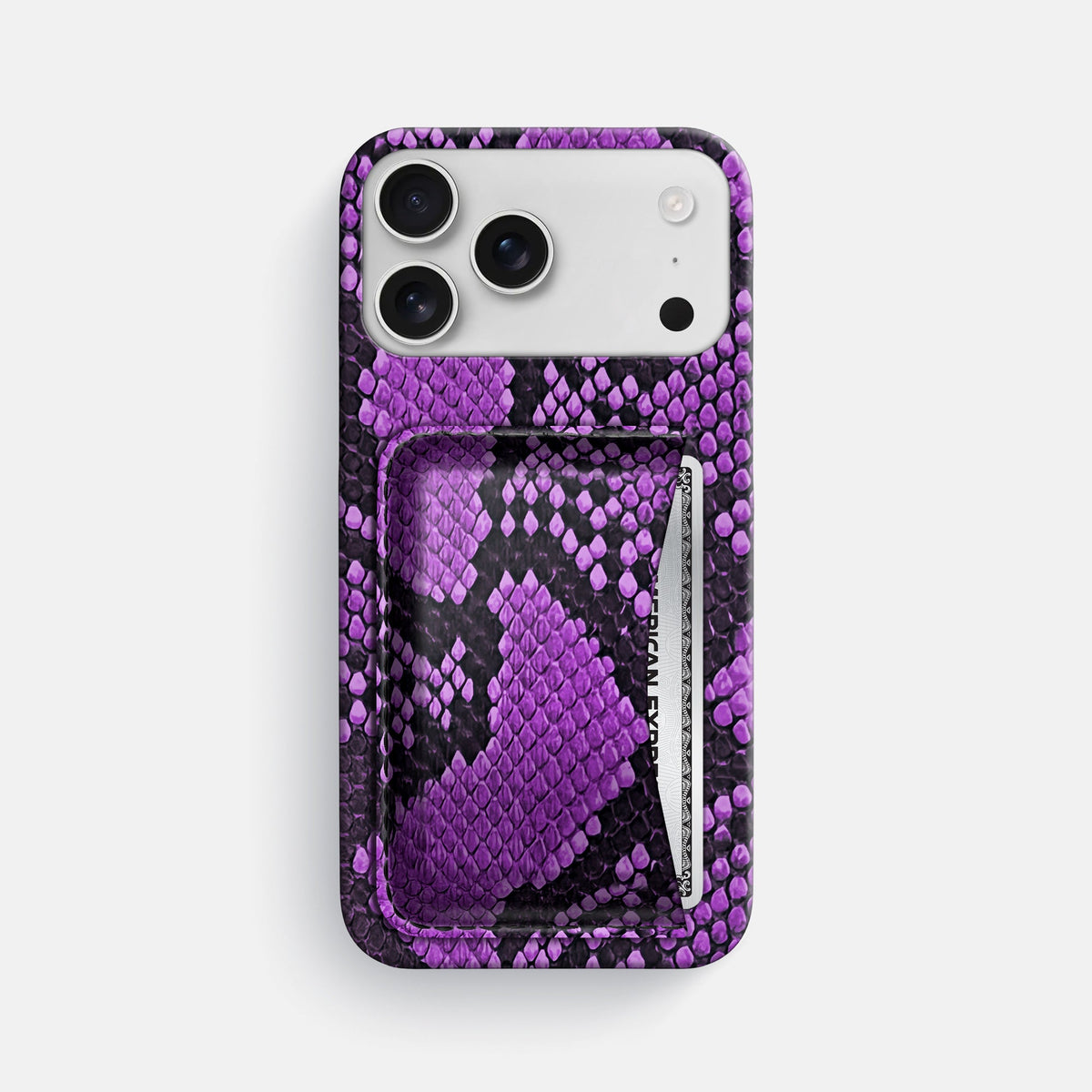 Slim Card Case For iPhone 18 Pro Max In Deluxe Python -1 | Purple