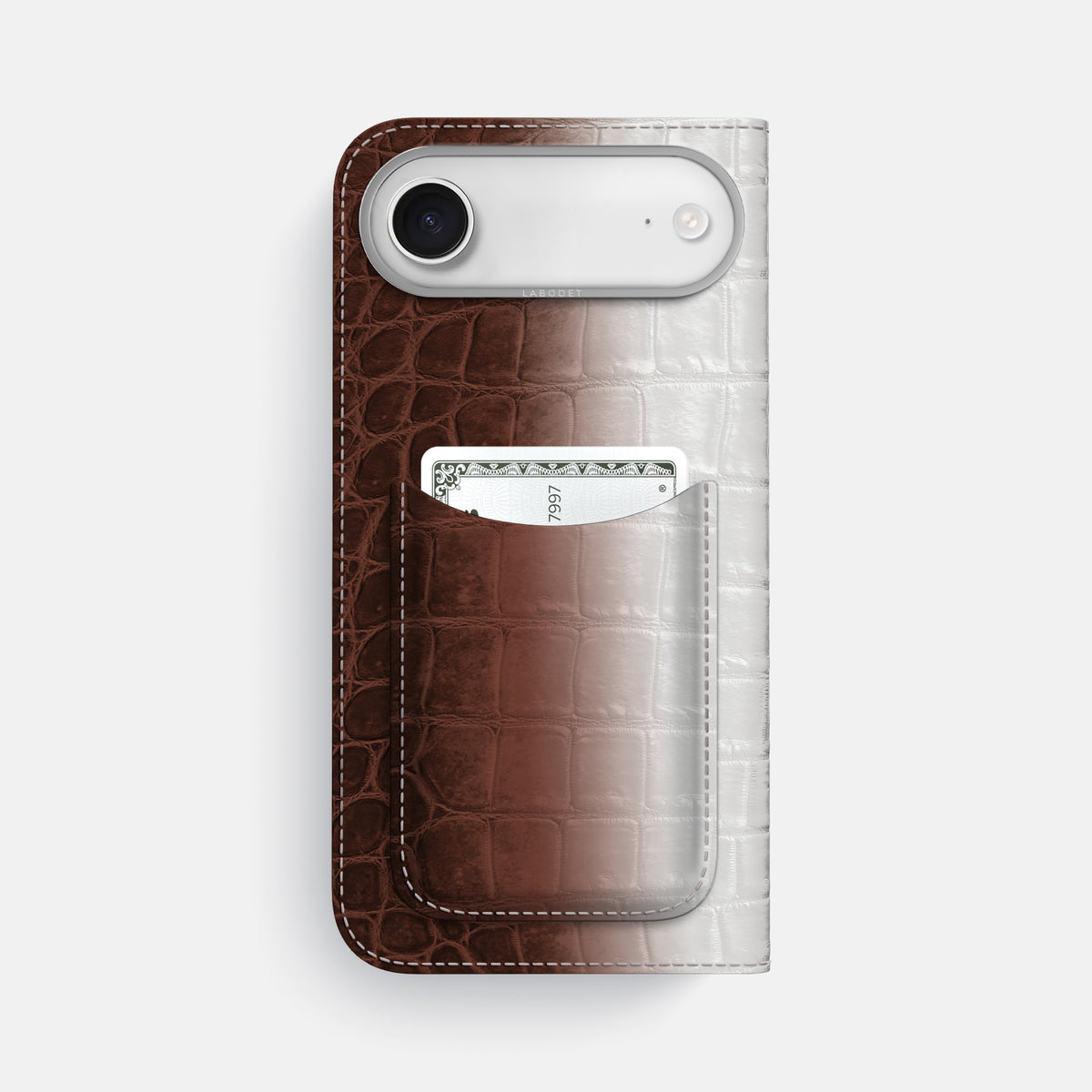 Folio Case with Card For iPhone 17 Air In Himalayan Crocodile -3 | Dark-Brown-Steel