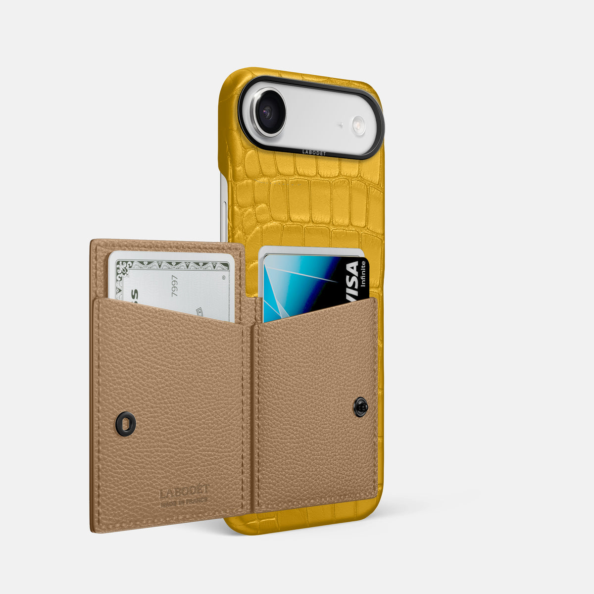 Bi-Fold Case For iPhone 17 Air In Alligator -2 | Yellow-Black