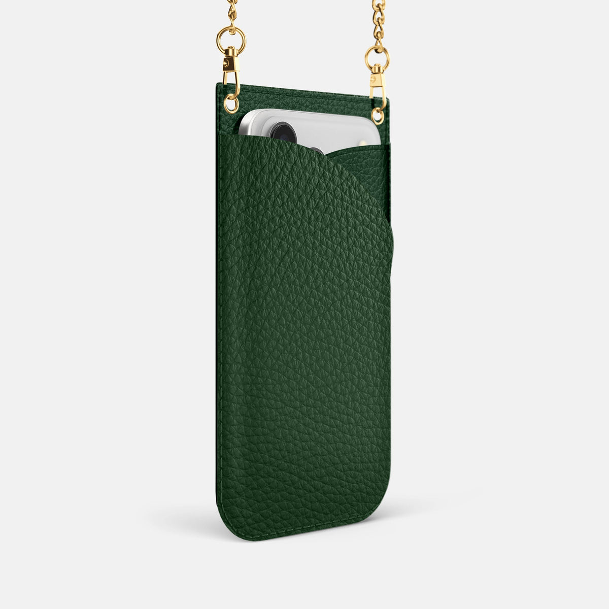 Crossbody Bag For iPhone 18 Pro In Calf -2 | Dark-Green-Gold