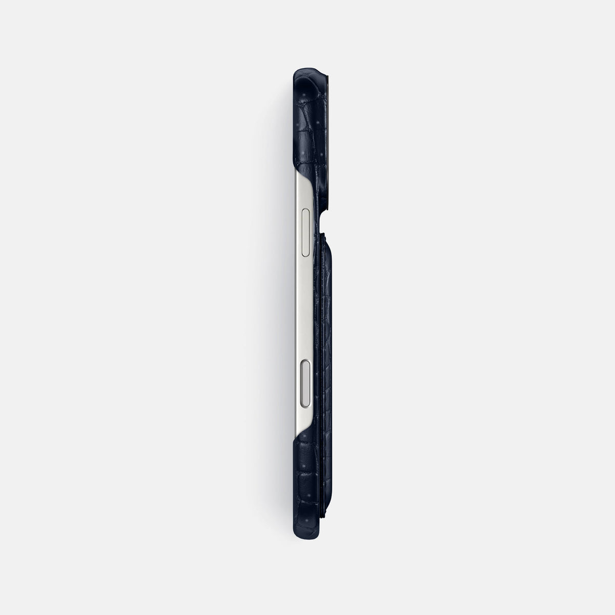 Double Card Case For iPhone 18 Pro Max In Porosus Crocodile -3 | Deep-Blue-Sea-Black