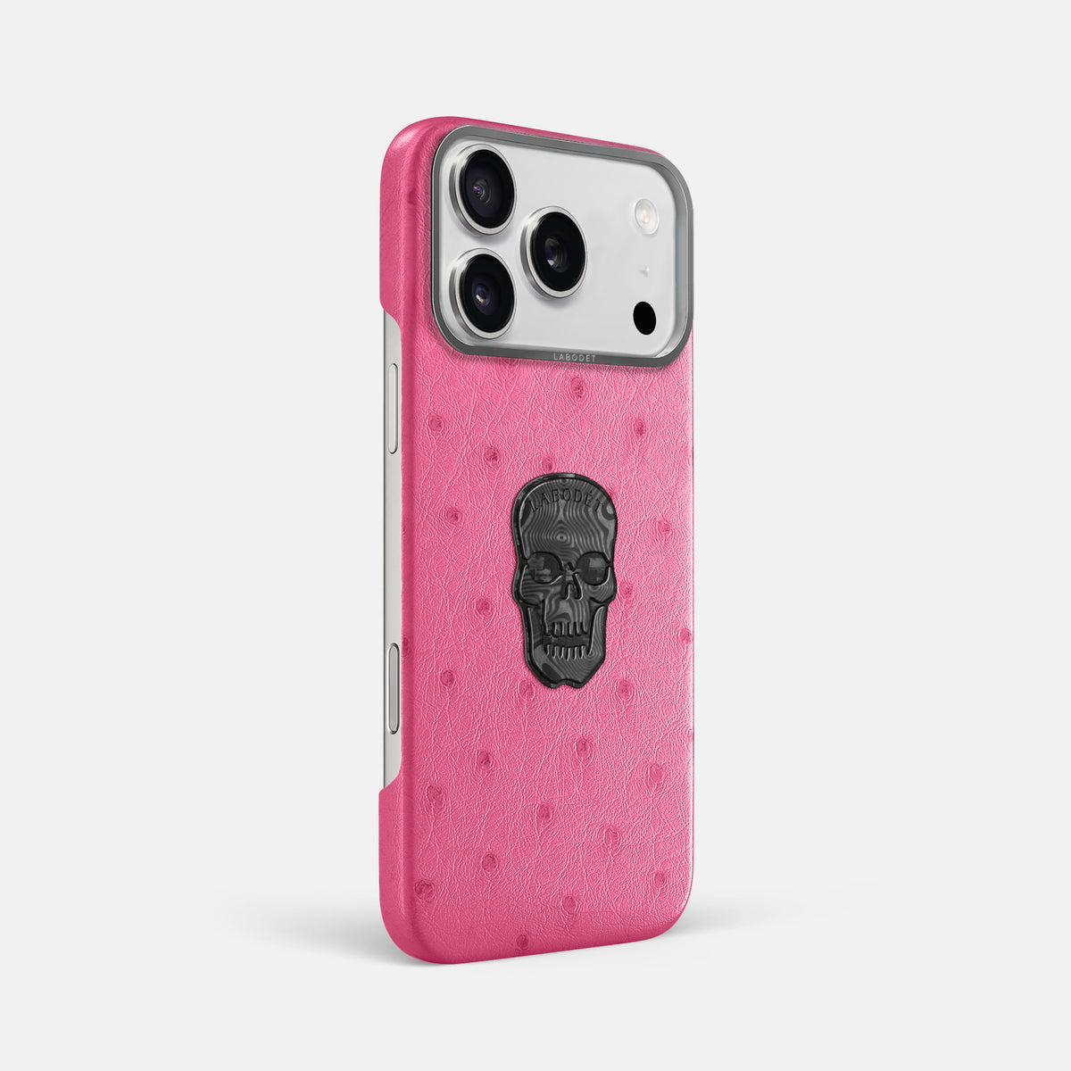 Classic Case With Carbon Skull For iPhone 17 Pro Max In Ostrich -2 | Pink-Steel