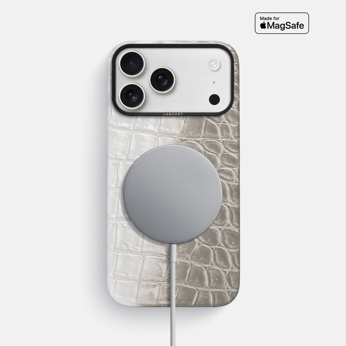 Classic Case For iPhone 18 Pro Max In Himalayan Crocodile -4 | Grey-Black