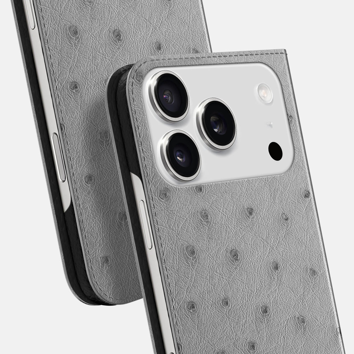 Folio Slim Case For iPhone 18 Pro In Ostrich -5 | Silver