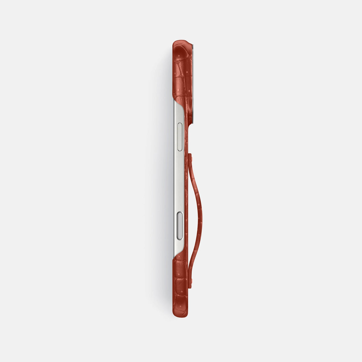 Finger Case For iPhone 18 Pro Max In Porosus Crocodile -3 | Mahogany-Brown-Steel