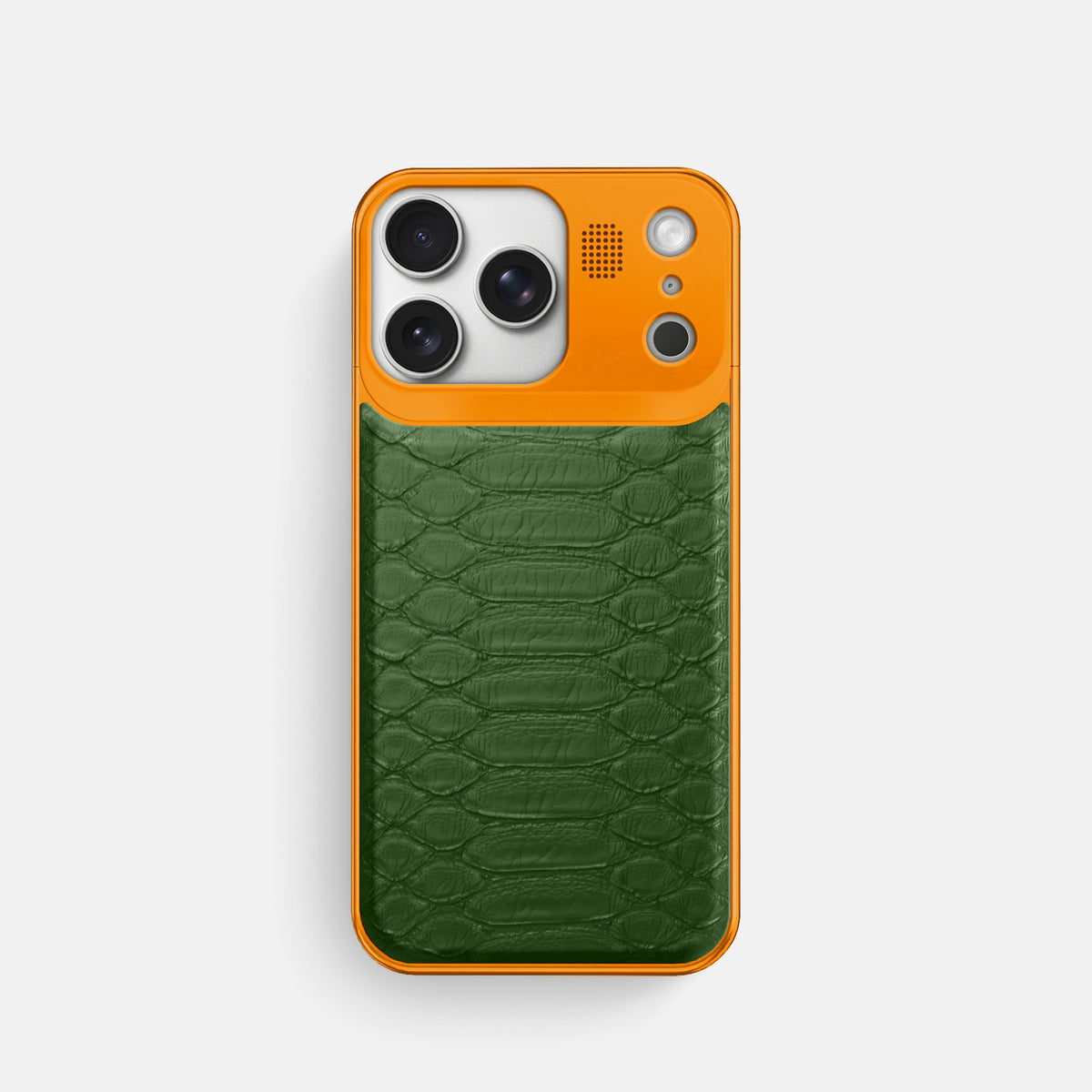 Metal Case For iPhone 17 Pro In Python -1 | Green-Orange