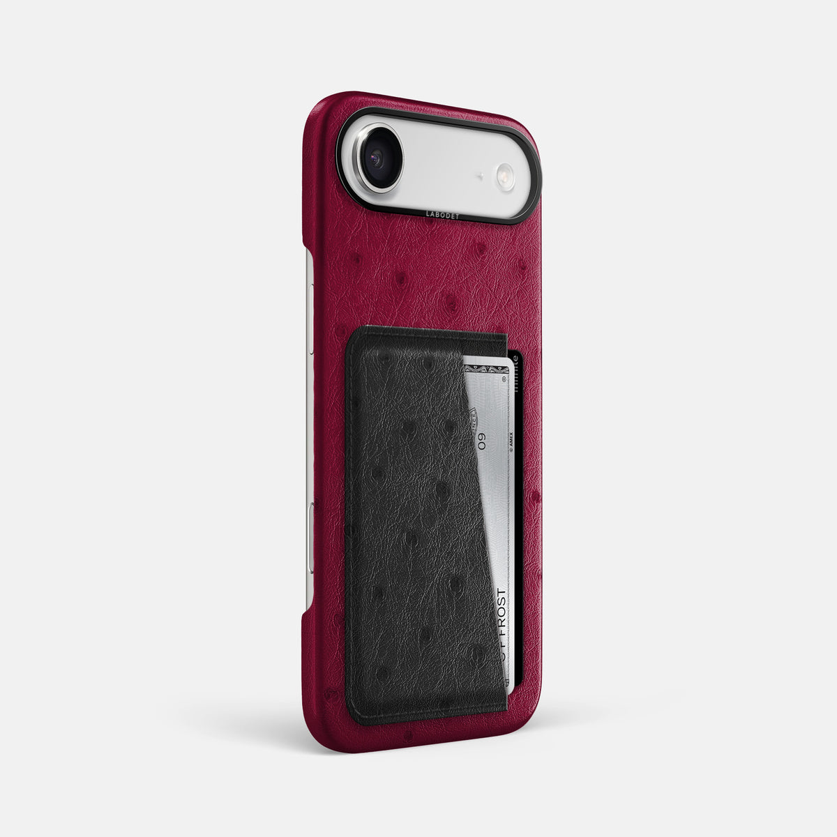 Double Card Case Coloré For iPhone 17 Air In Ostrich -2 | Bordeaux-Black