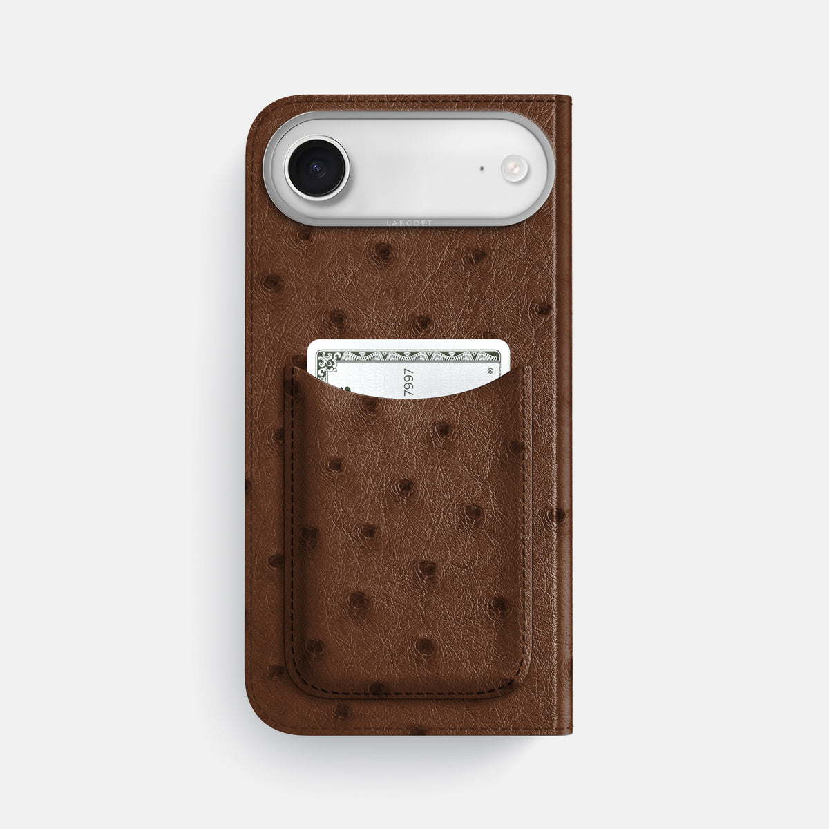 Folio Case with Card For iPhone 17 Air In Ostrich -3 | Chocolate-Steel