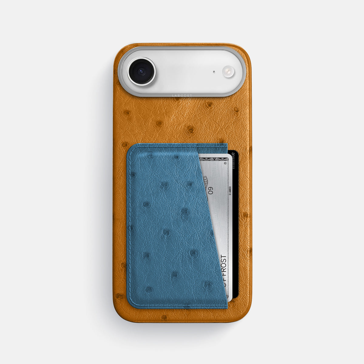 Double Card Case Coloré For iPhone 17 Air In Ostrich -1 | Chestnut-Steel