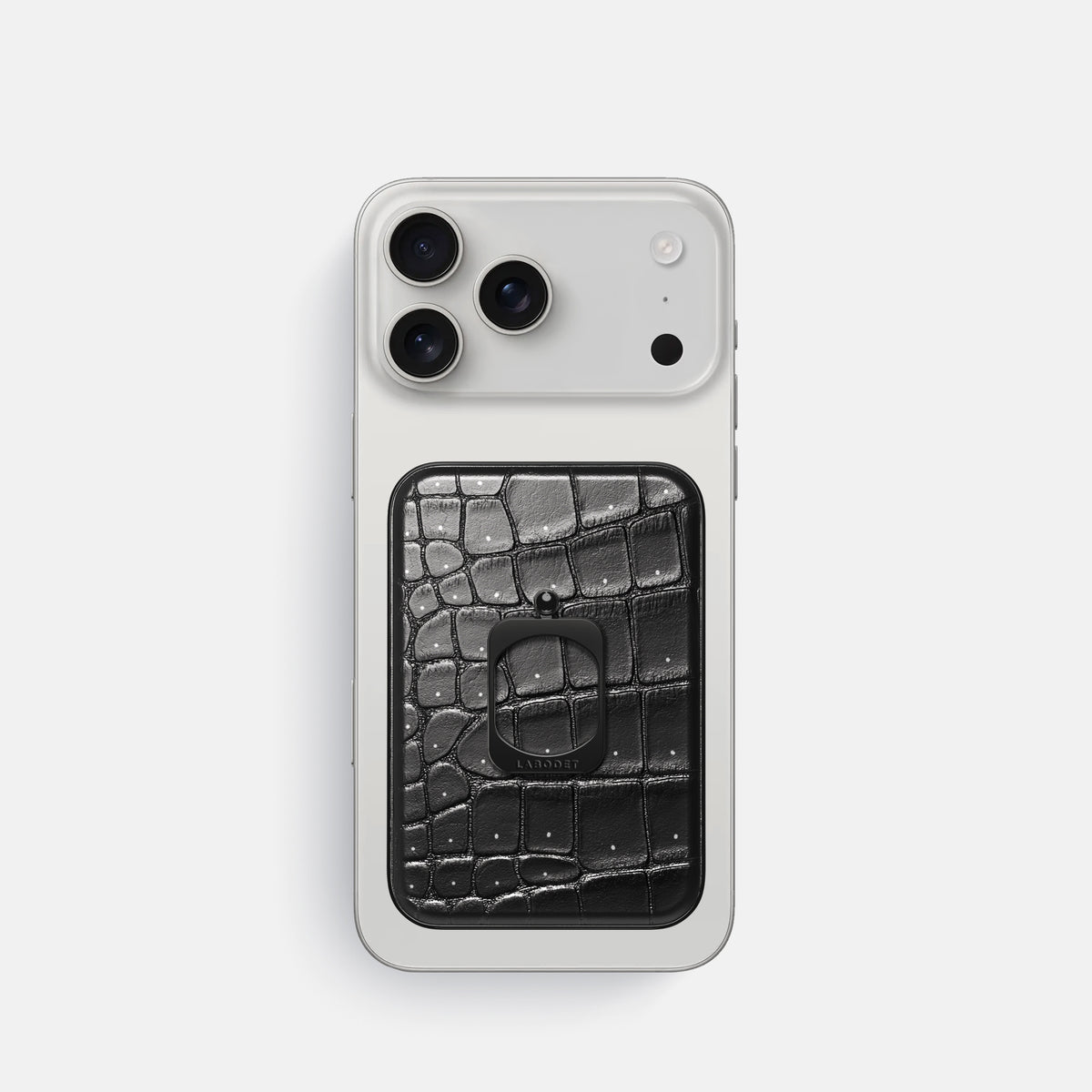 MagSafe Ring For iPhone 17 Pro In Porosus Crocodile -2 | Shiny-Black-Black
