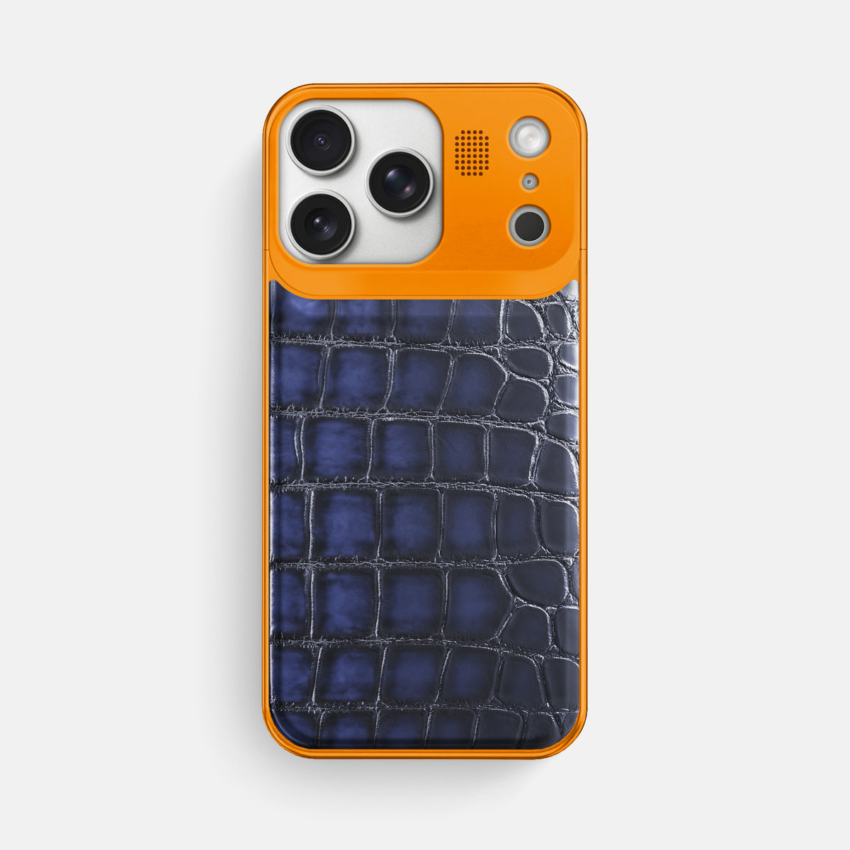 Metal Case For iPhone 17 Pro Max In Patina Alligator -1 | Havana-Blue-Orange