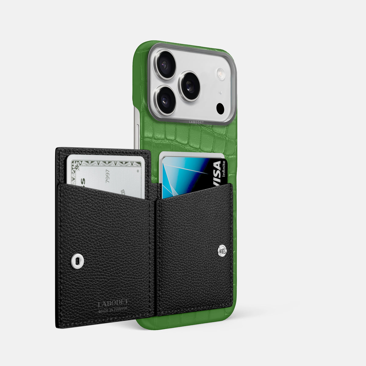 Bi-Fold Case For iPhone 17 Pro Max In Alligator -2 | Apple-Green-Steel