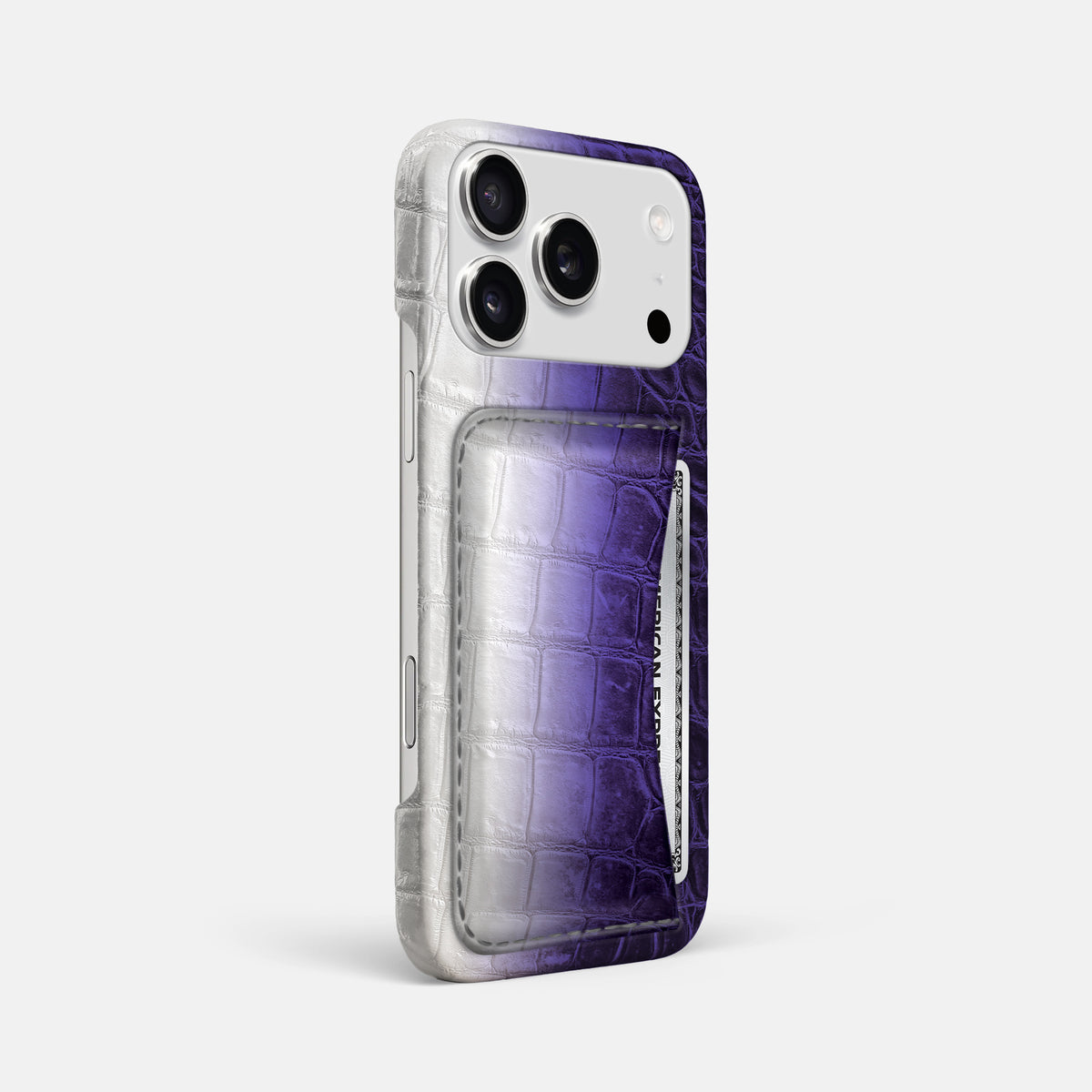 Slim Card Case For iPhone 17 Pro Max In Himalayan Crocodile -2 | Purple