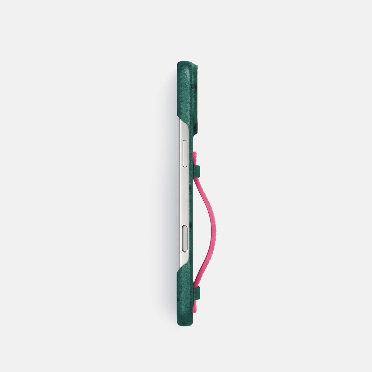 Center Handle Coloré For iPhone 18 Pro In Ostrich -2 | Forest-Green-Steel