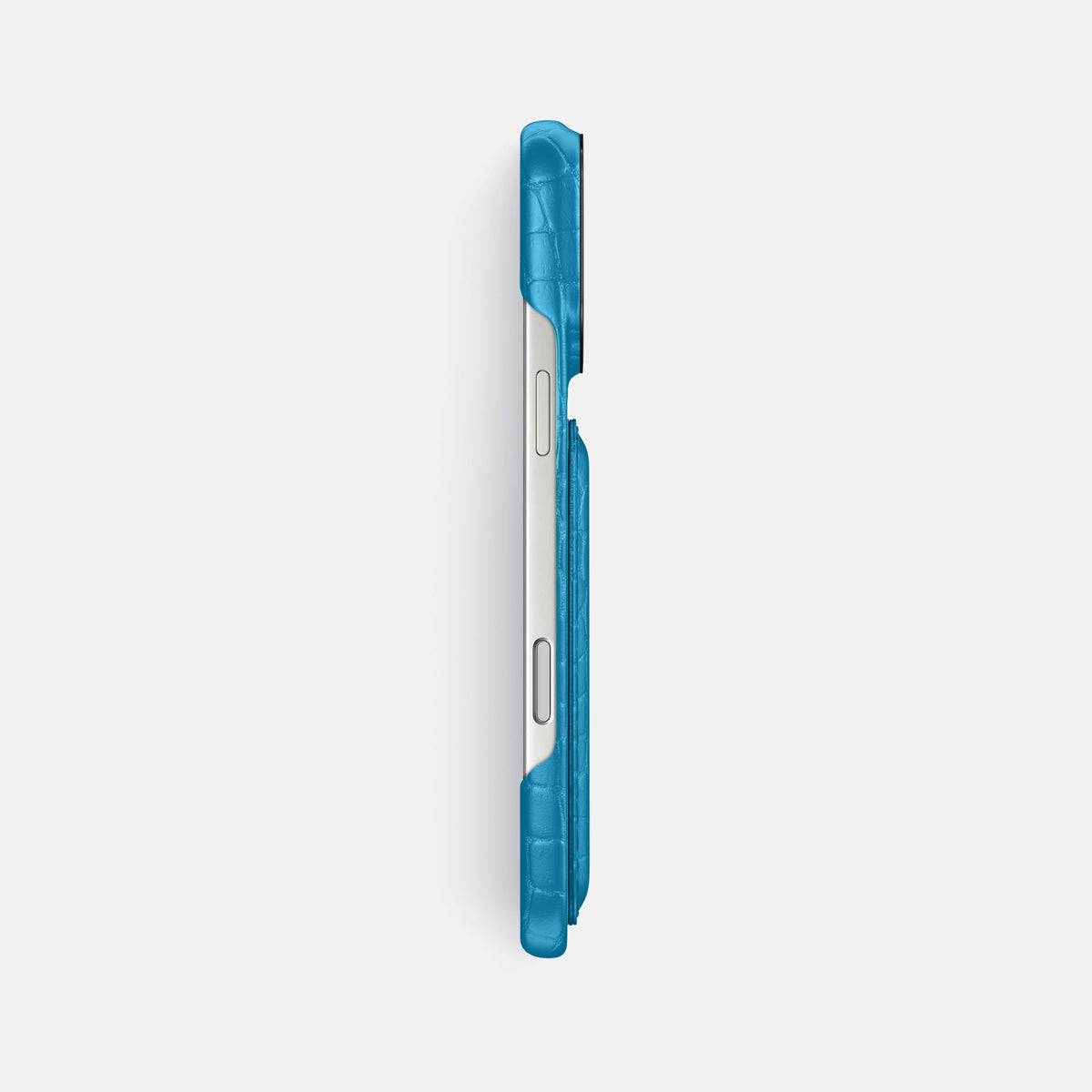 Double Card Case For iPhone 18 Pro Max In Alligator -3 | Curaçao-Blue-Black