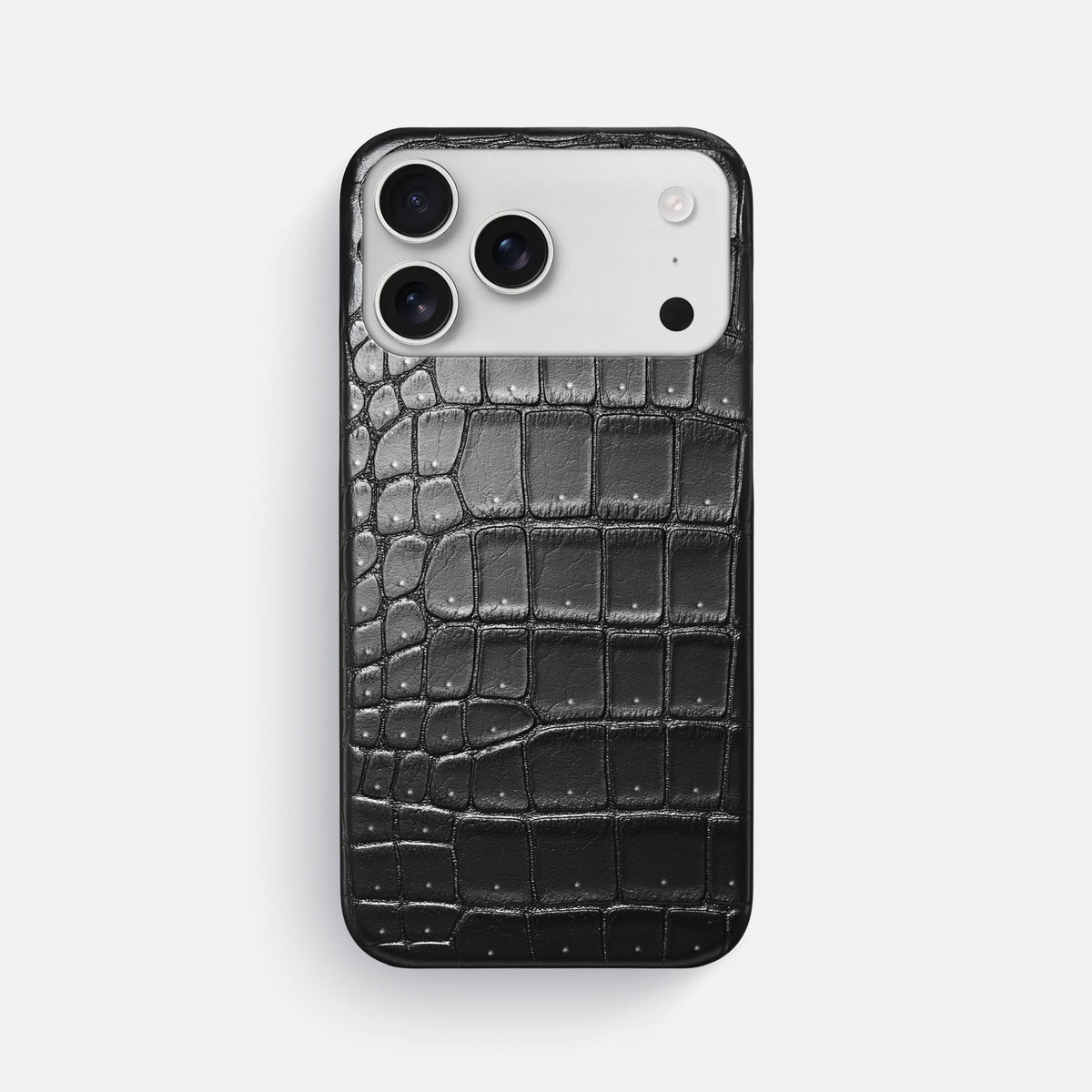Slim Case For iPhone 18 Pro Max In Porosus Crocodile -1 | Shiny-Black