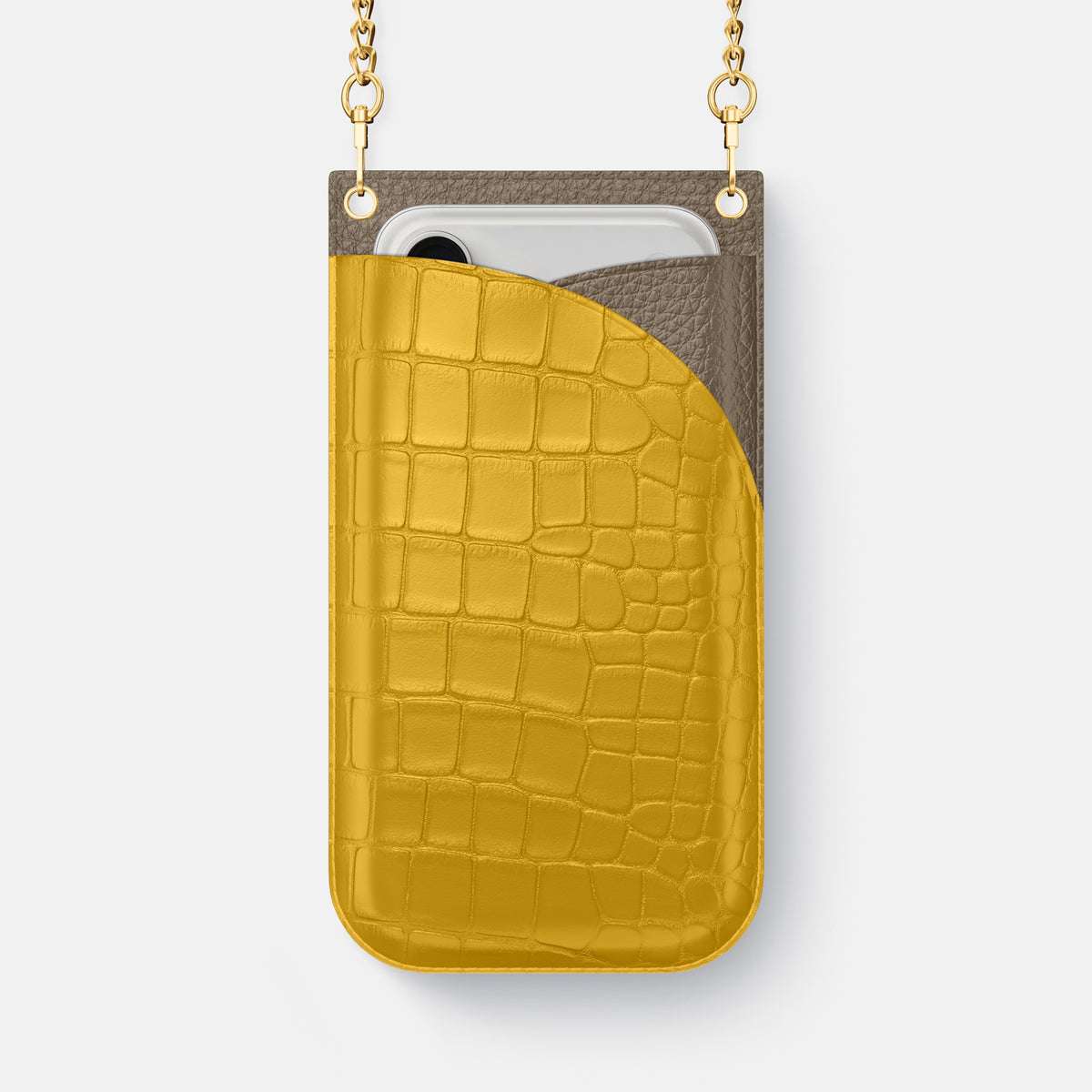 Crossbody Bag For iPhone 17 Pro In Alligator -1 | Yellow-Gold