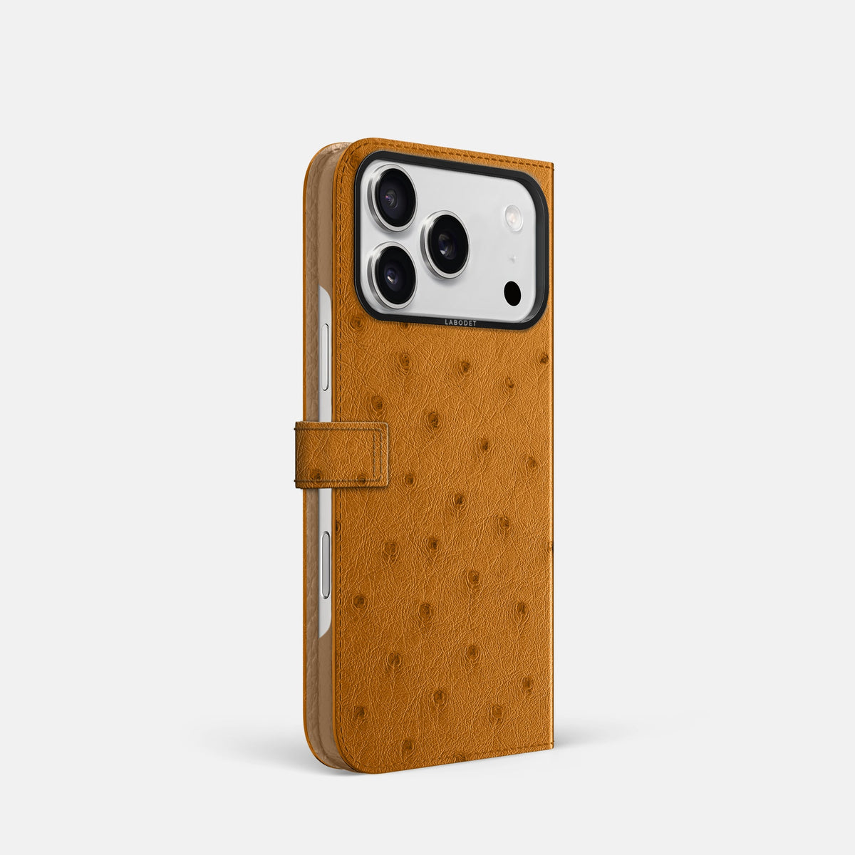 Folio Case with Clasp For iPhone 18 Pro In Ostrich -1 | Chestnut-Black