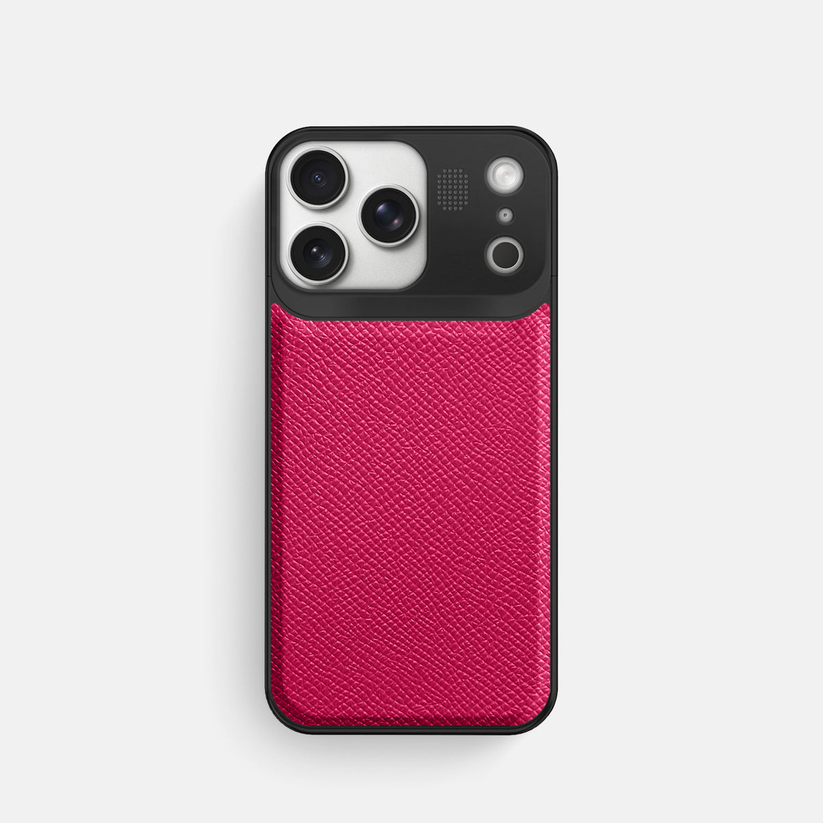 Metal Case For iPhone 17 Pro In Epsom-Style Calf -1 | Fuchsia-Black