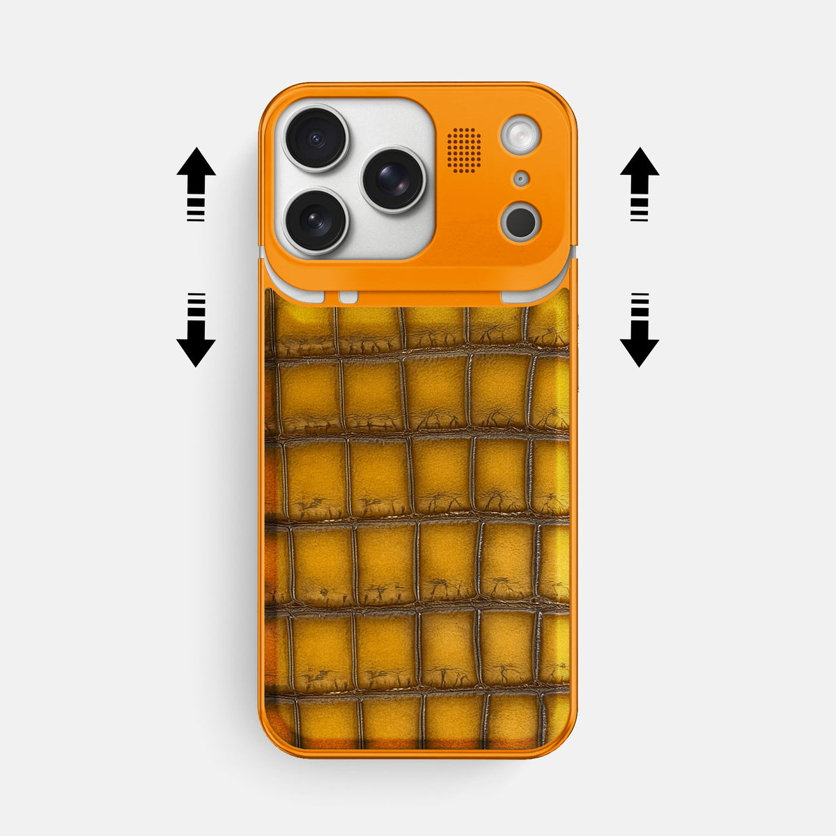 Metal Case For iPhone 17 Pro Max In Patina Alligator -2 | Sydney-Orange