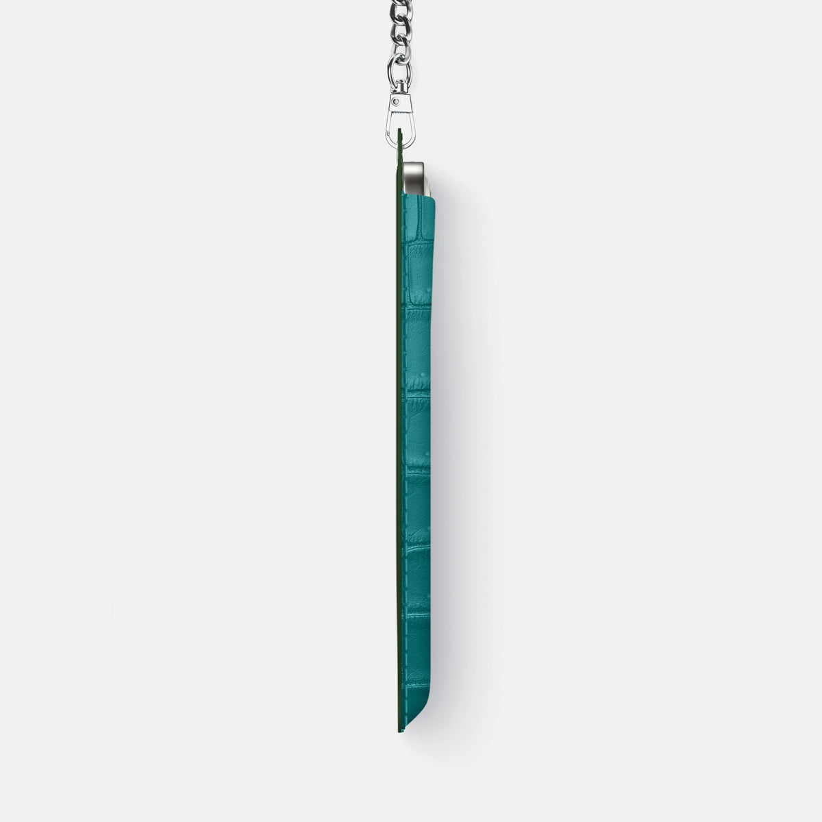 Crossbody Bag For iPhone 18 Pro Max In Porosus Crocodile -4 | Celadon-Steel