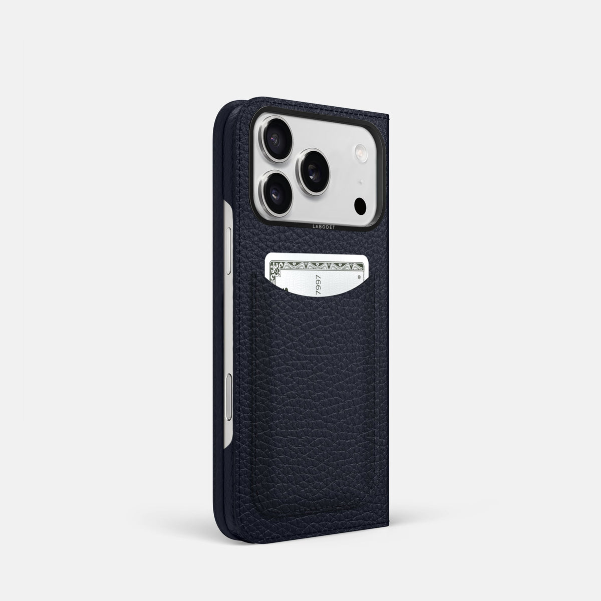 Folio Case with Card For iPhone 18 Pro In Calf -1 | Marine-Black