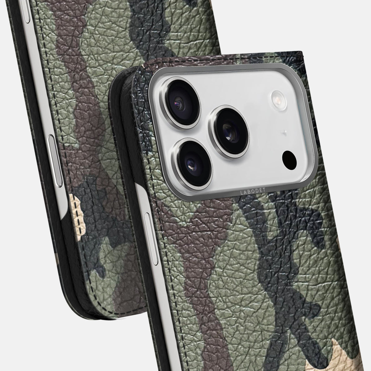 Folio Case For iPhone 18 Pro In Calf -5 | Camouflage-Steel