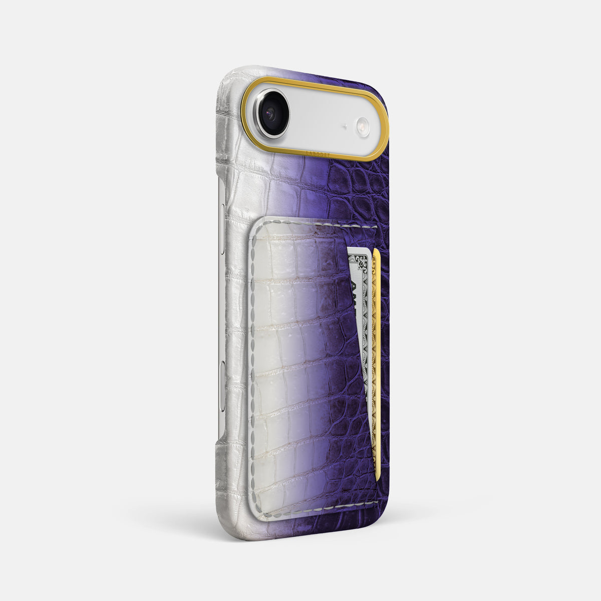 Double Card Case For iPhone 17 Air In Himalayan Crocodile -2 | Purple-Gold