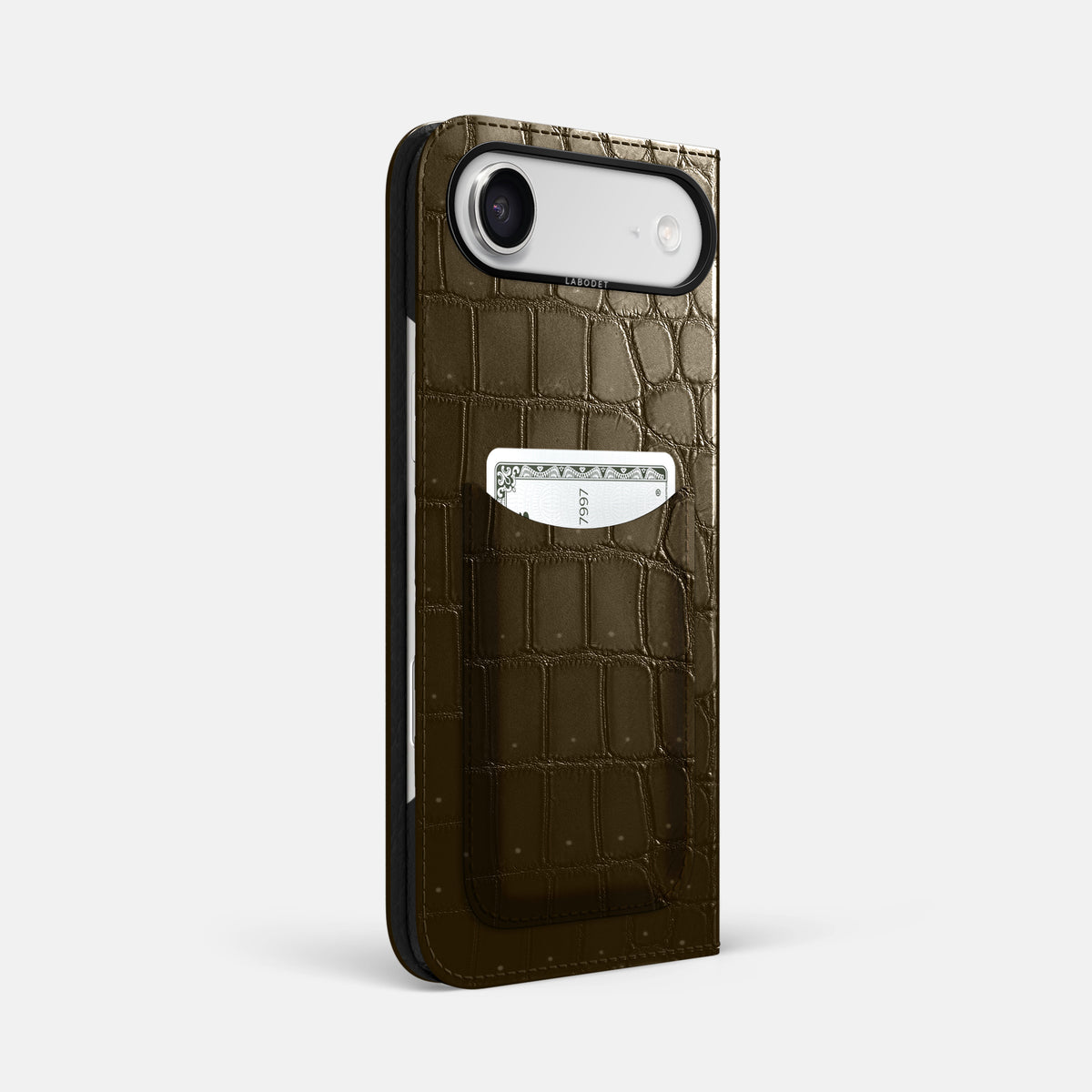 Folio Case with Card For iPhone 17 Air In Porosus Crocodile -1 | Bronze-Black