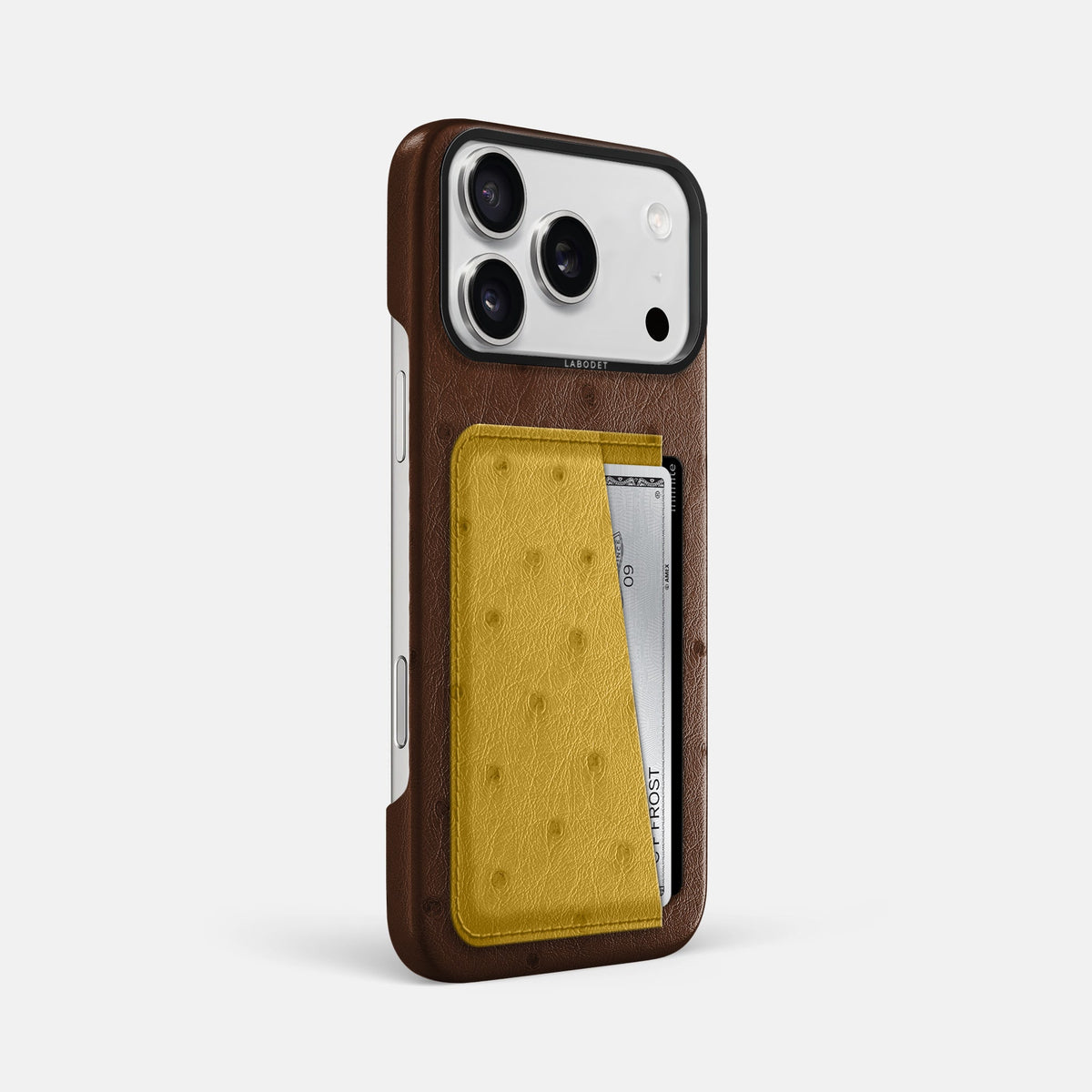 Double Card Case Coloré For iPhone 18 Pro Max In Ostrich -2 | Chocolate-Black