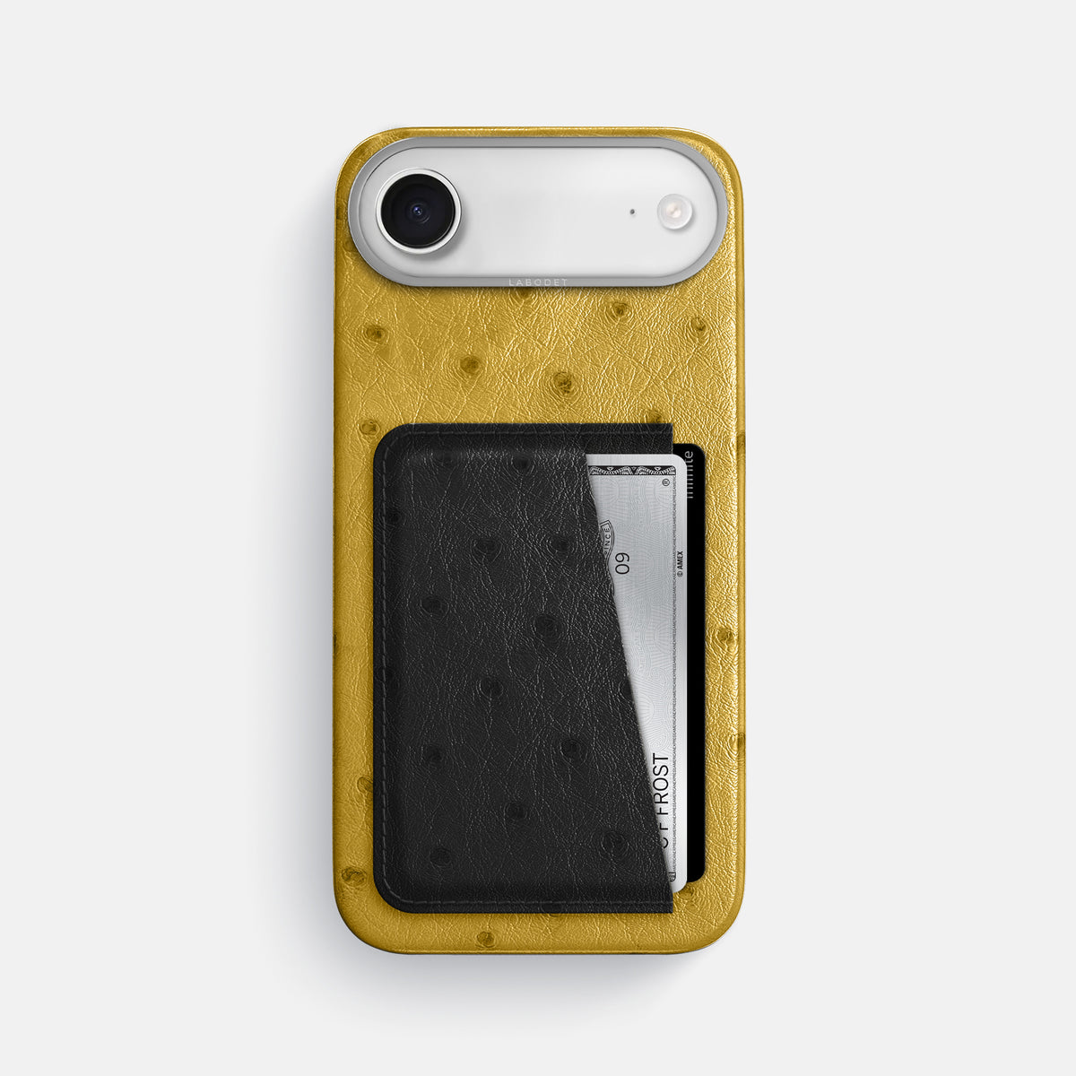 Double Card Case Coloré For iPhone 17 Air In Ostrich -1 | Gold-Steel
