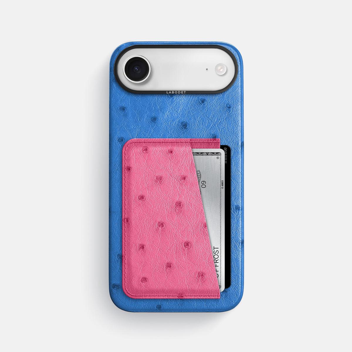 Double Card Case Coloré For iPhone 17 Air In Ostrich -1 | Royal-Blue-Black
