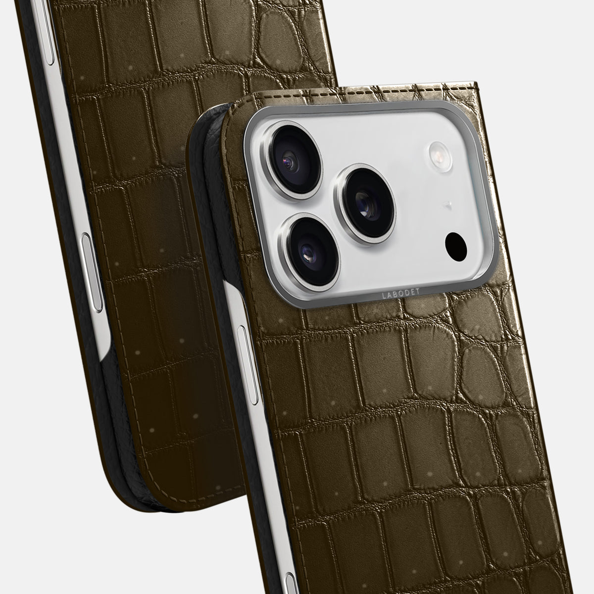 Folio Case For iPhone 17 Pro In Porosus Crocodile -5 | Bronze-Steel