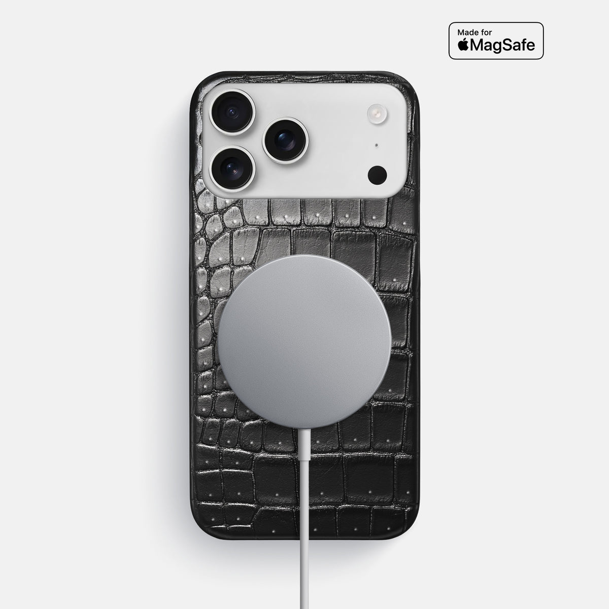 Slim Case For iPhone 17 Pro Max In Porosus Crocodile -5 | Shiny-Black