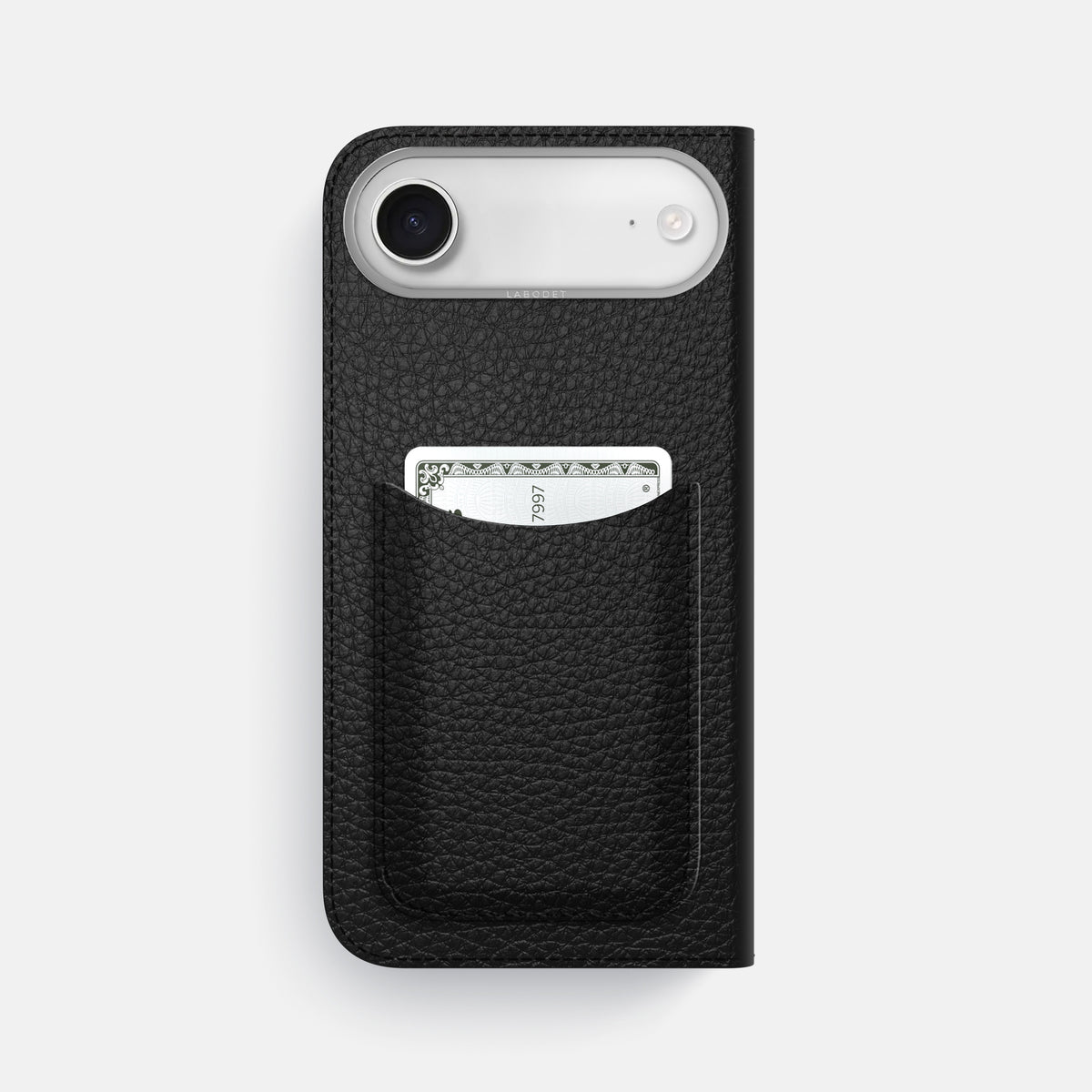 Folio Case with Card For iPhone 17 Air In Calf -3 | Black-Steel