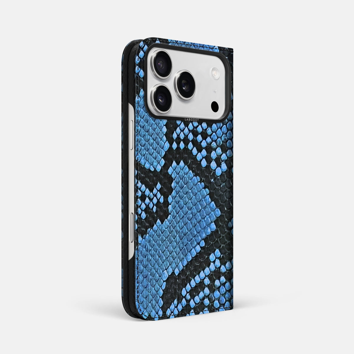 Folio Case For iPhone 18 Pro Max In Deluxe Python -1 | Blue-Jeans-Black