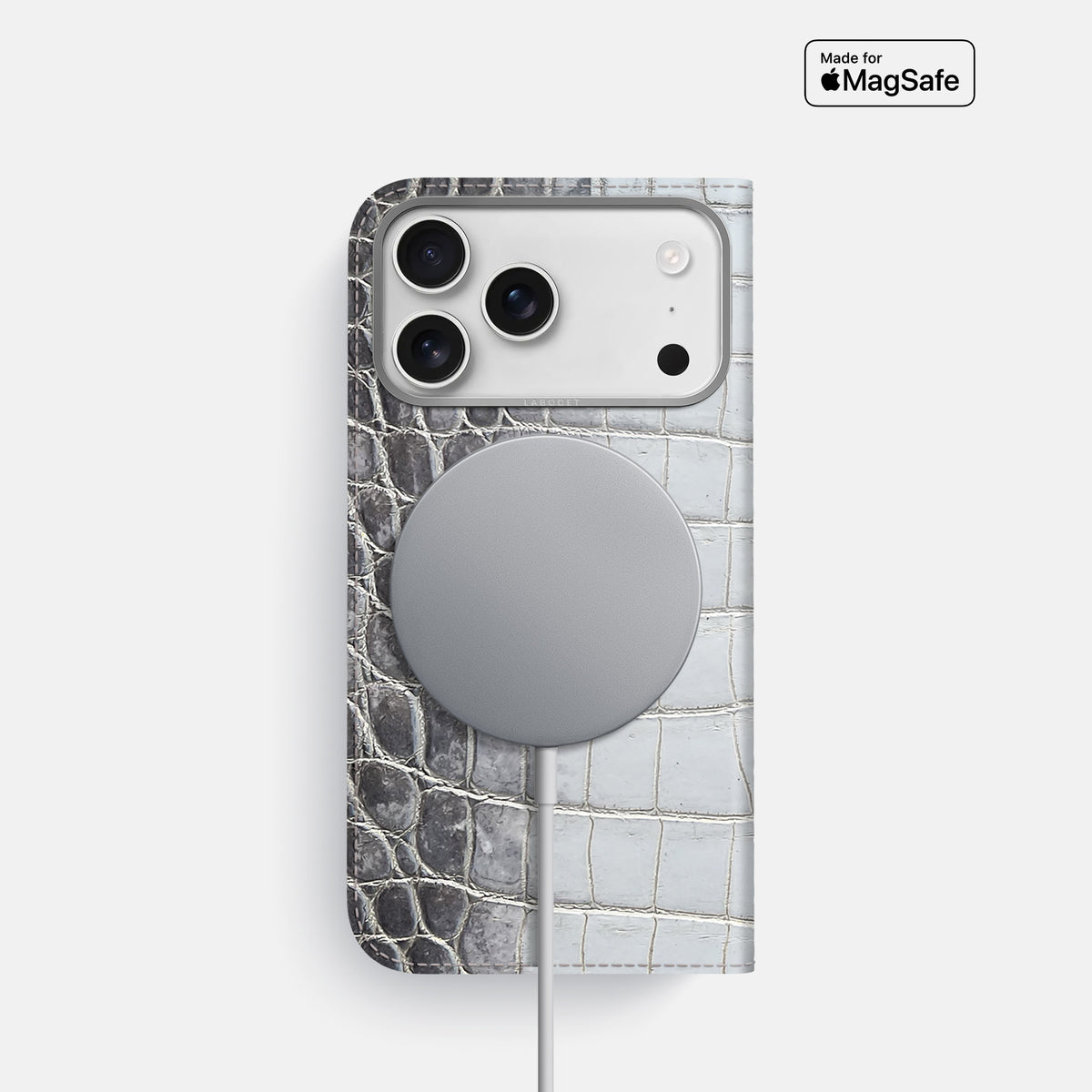 Folio Case For iPhone 17 Pro In Himalayan Crocodile -3 | Silver-Steel