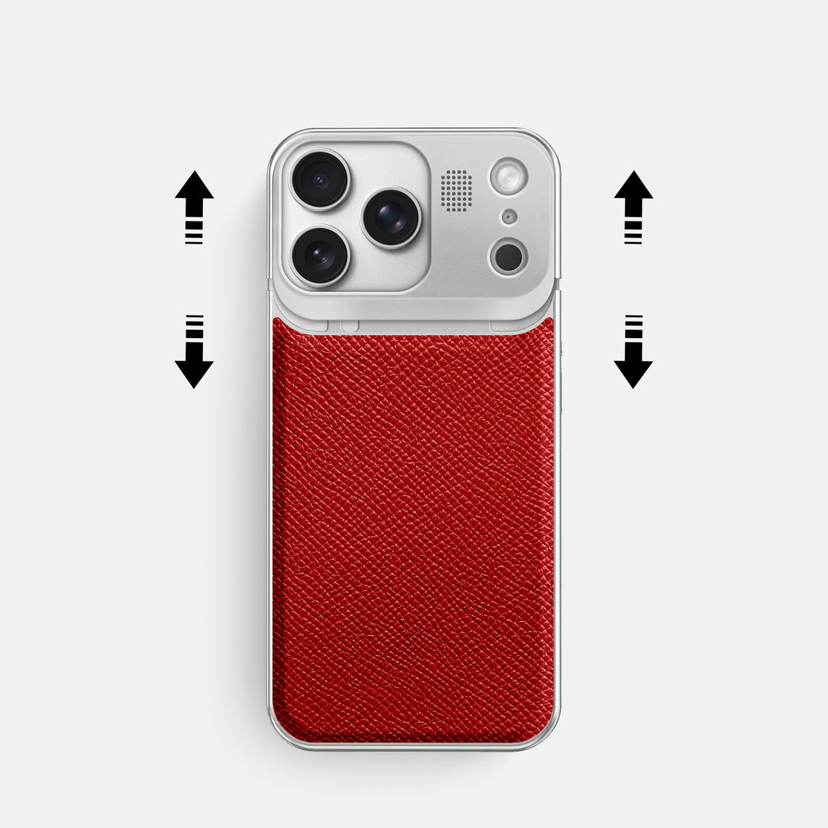 Metal Case For iPhone 17 Pro In Epsom-Style Calf -2 | Red-Steel