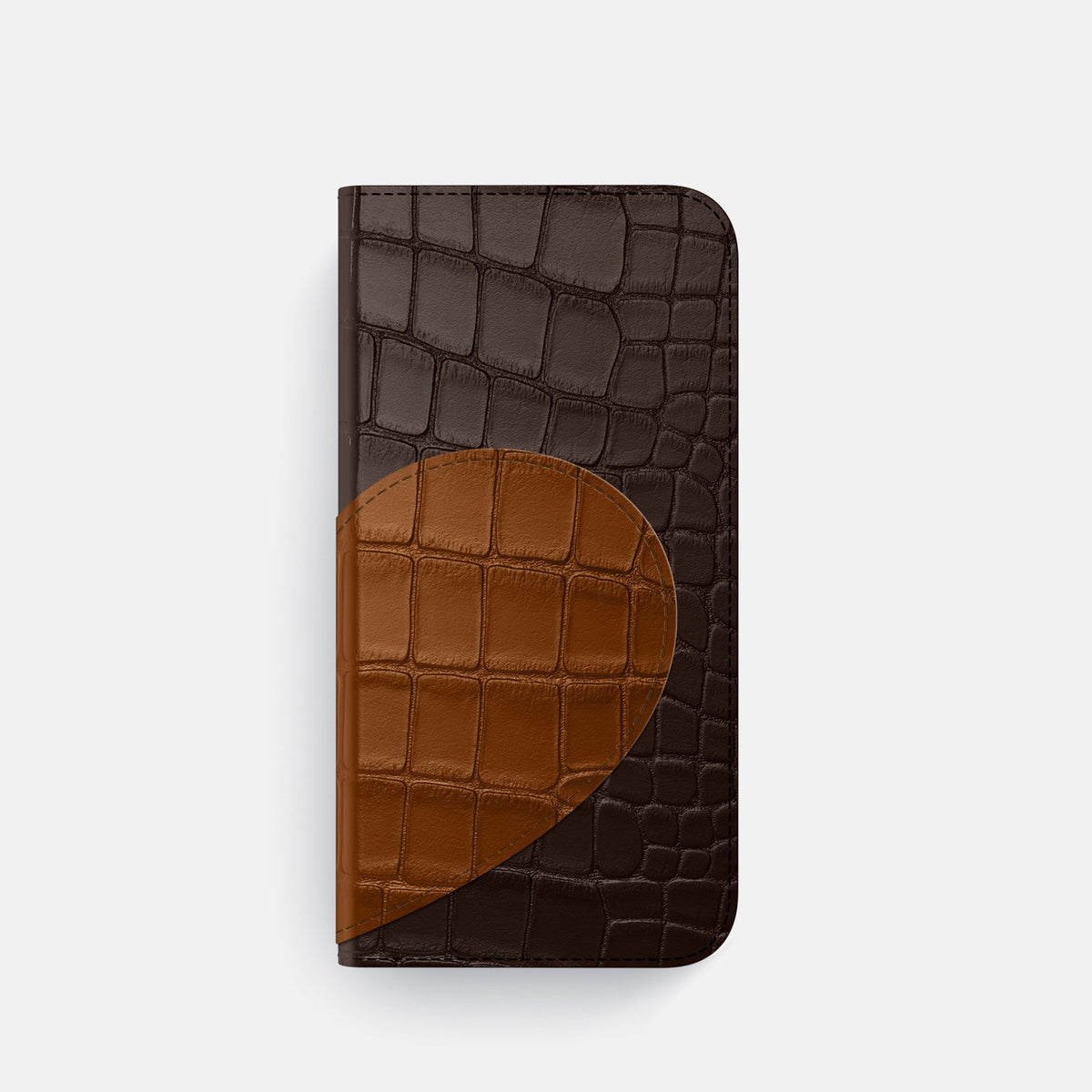 Folio Case With Heart For iPhone 18 Pro In Alligator -4 | Dark-Brown-Black