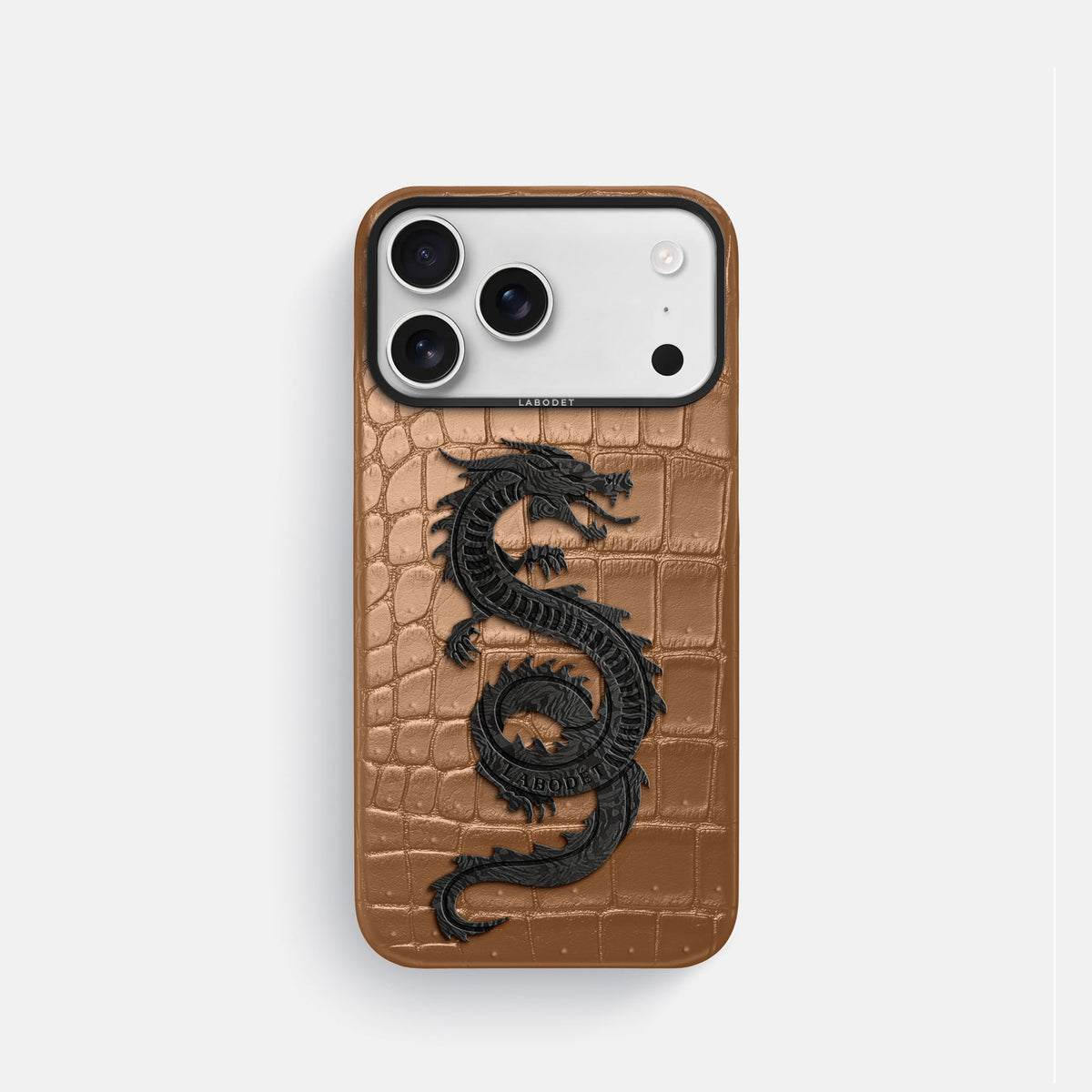 Classic Case With Carbon Dragon For iPhone 18 Pro In Porosus Crocodile -1 | Milk-Chocolate-Black