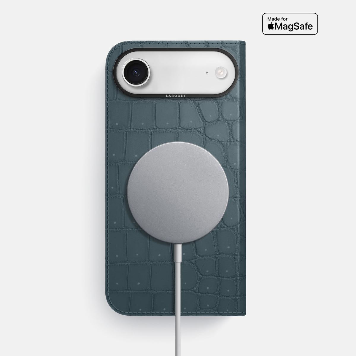 Folio Case For iPhone 17 Air In Porosus Crocodile -3 | Denim-Black