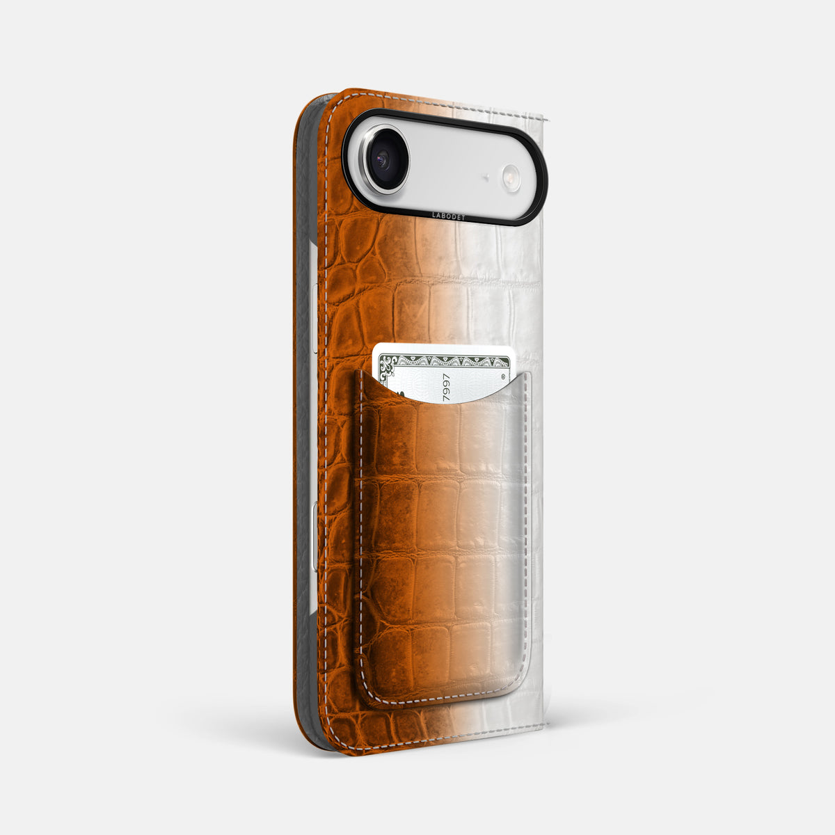 Folio Case with Card For iPhone 17 Air In Himalayan Crocodile -1 | Orange-Black