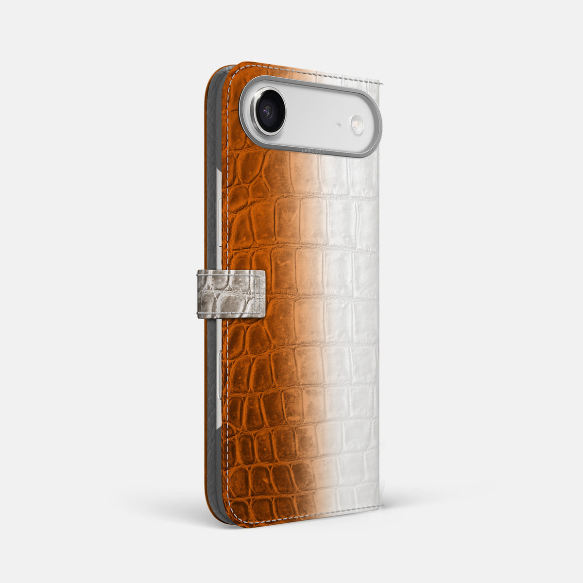 Folio Case with Clasp For iPhone 17 Air In Himalayan Crocodile -1 | Orange-Steel
