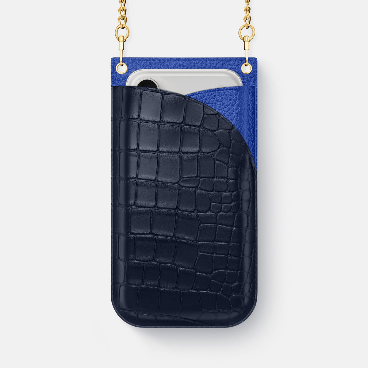 Crossbody Bag For iPhone 17 Pro In Alligator -1 | Navy-Blue-Gold