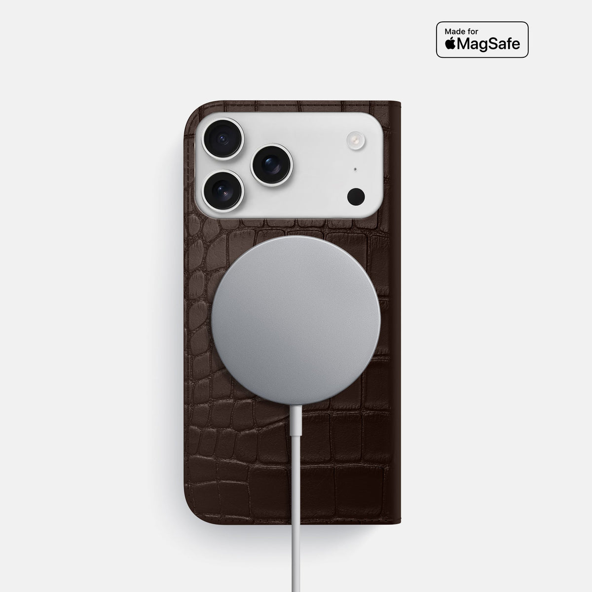 Folio Slim Case For iPhone 18 Pro In Alligator -3 | Dark-Brown