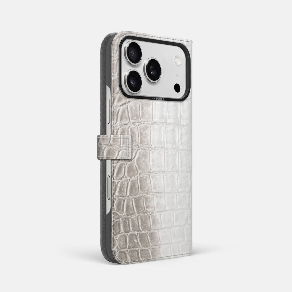 Folio Case with Clasp For iPhone 17 Pro Max In Himalayan Crocodile -1 | Grey-Black